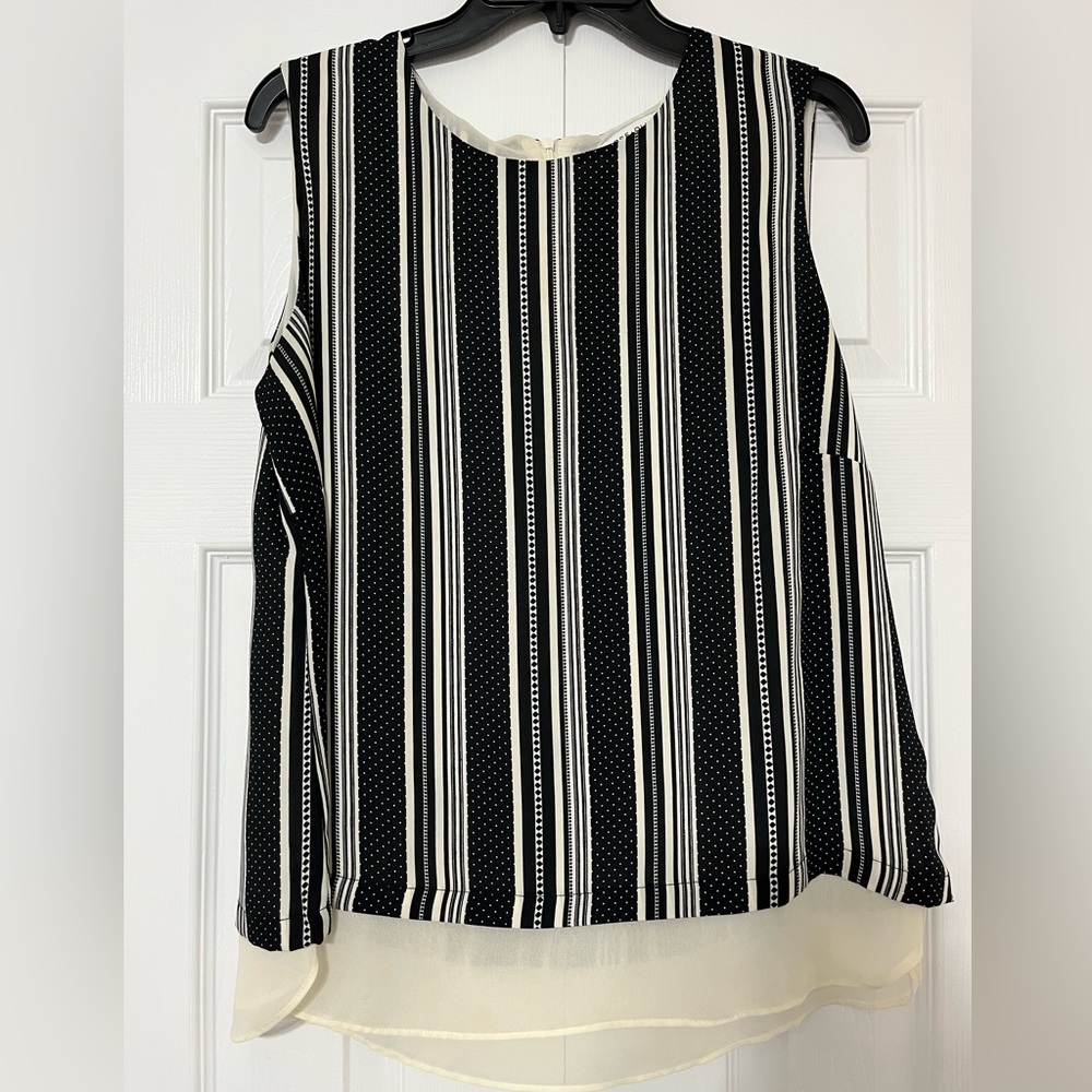 Rose & Olive Blouse, black and cream; size XL